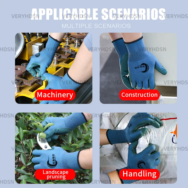 3pairs Work Gloves Multi-Purpose Durable & Breathable Cut-Resistant Excellent Grip Knit Wrist Cuff Light Duty For Men&Women