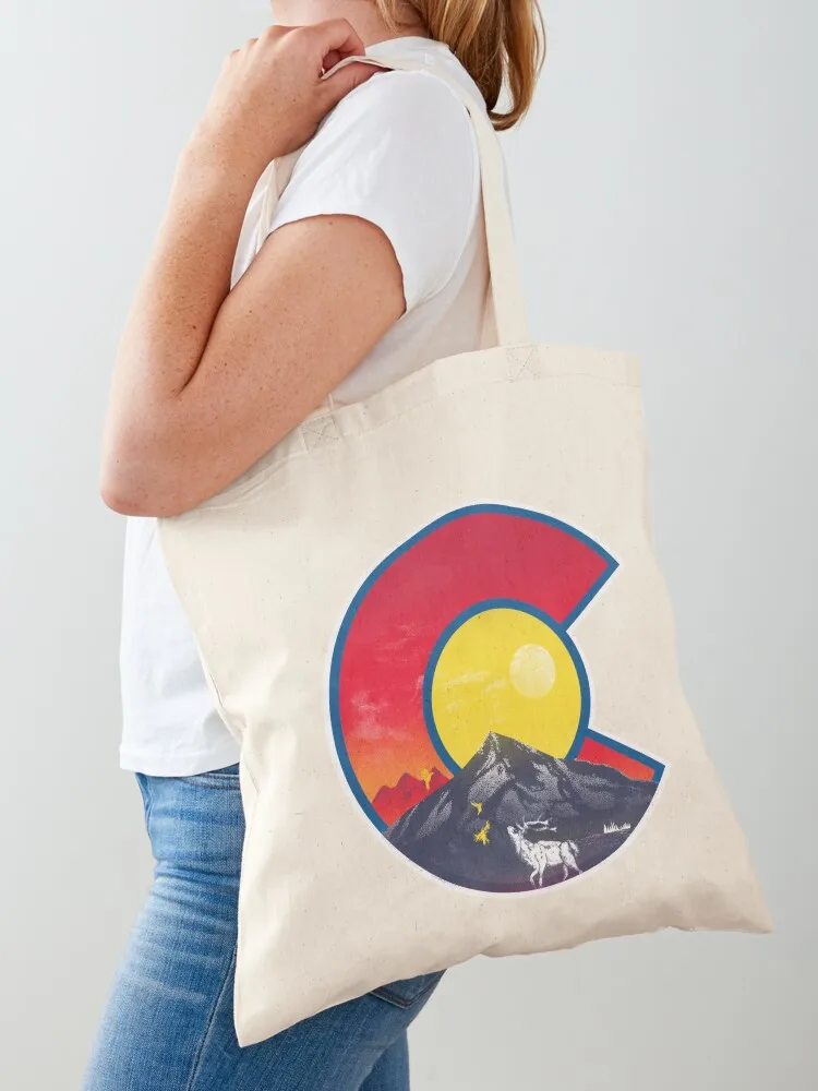 elk colorado flag Tote Bag tote bags men Handbags cute tote bag