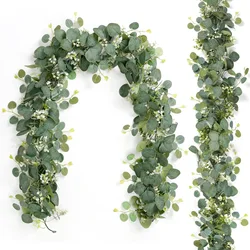 Artificial Eucalyptus Leaf Vine Wedding Decoration Hanging Greenery Leaves Fake Plants Vine for Wedding Arch Garden Home Decor