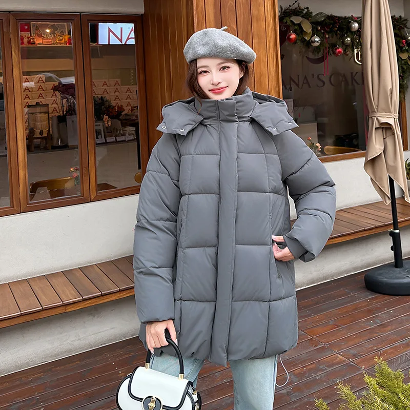 PinkyIsBlack 2025 New Loose Warm Thick Mid-length Hooded Parkas Winter Cotton Padded Women's Jacket Clothes Basic Female Coat