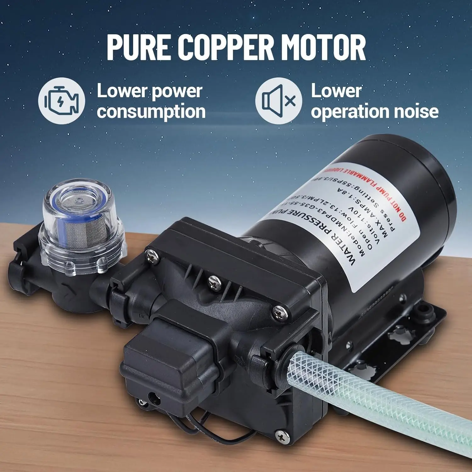 50/55/70 رطل لكل بوصة مربعة مضخة ضغط المياه 3.5/5/5.5 GPM الذاتي فتيلة مضخة الحجاب الحاجز 110 فولت/115 فولت التيار المتناوب ل RV حديقة الري البحرية يخت