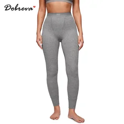 Leggings de algodón para mujer, pantalones de yoga suaves de cintura alta, longitud hasta el tobillo elástica acanalada para entrenamiento