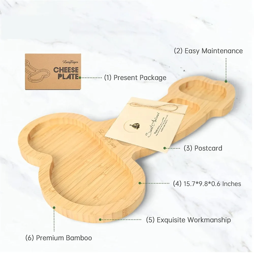 Creative Style Tray Conscience Selection Bamboo Tableware Chopping Board Serving Plate Wooden Material Charcuterie Board