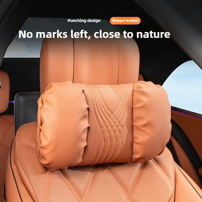 

Nappa Leather Car Headrest and Lumbar Support Soft Car Neck Pillow Seat Pillow Seat Accessories Luxury Car Headrest Waist Pillow