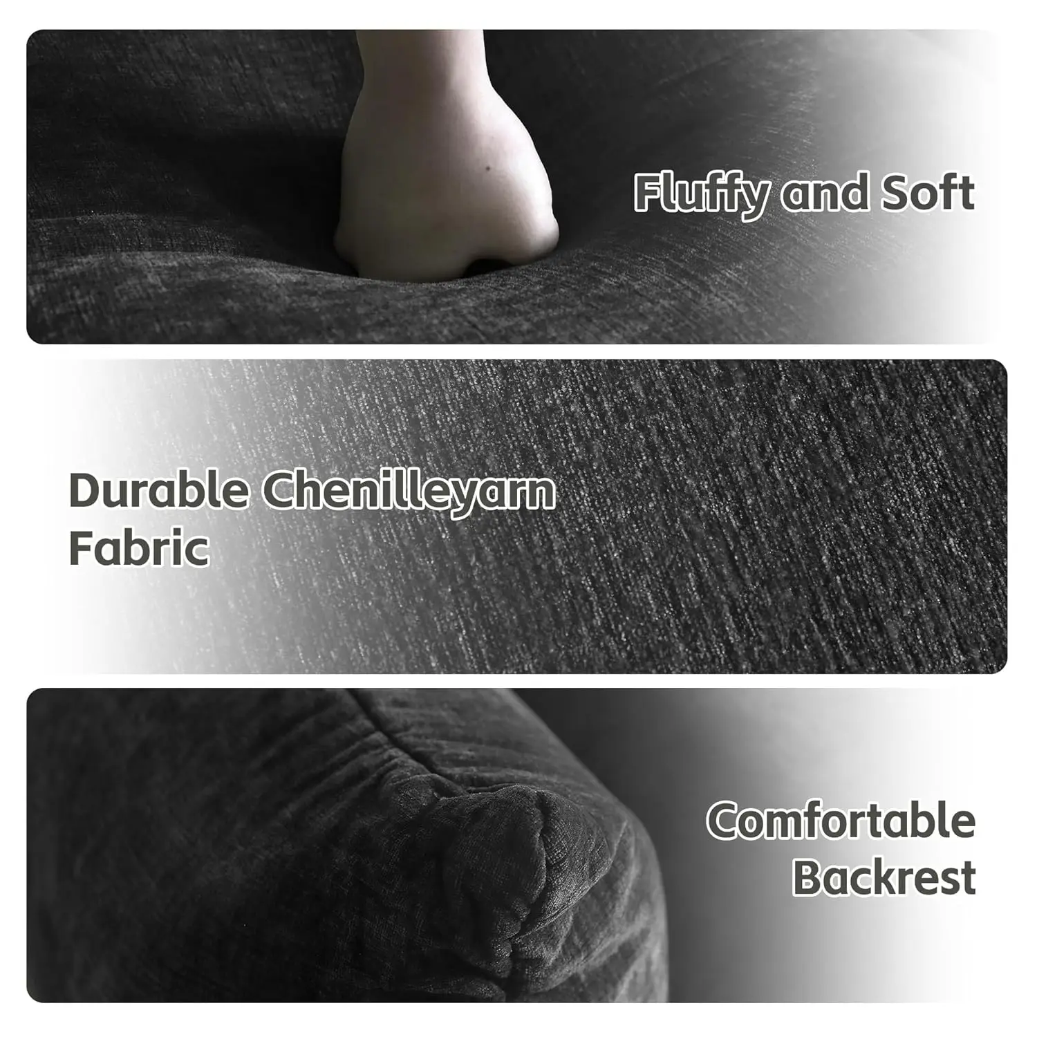 Sofá confortável moderno de meados do século com almofada grossa, cadeira de acento único de chenille, sofás de assento profundo, móveis de sofás de pelúcia de 50"