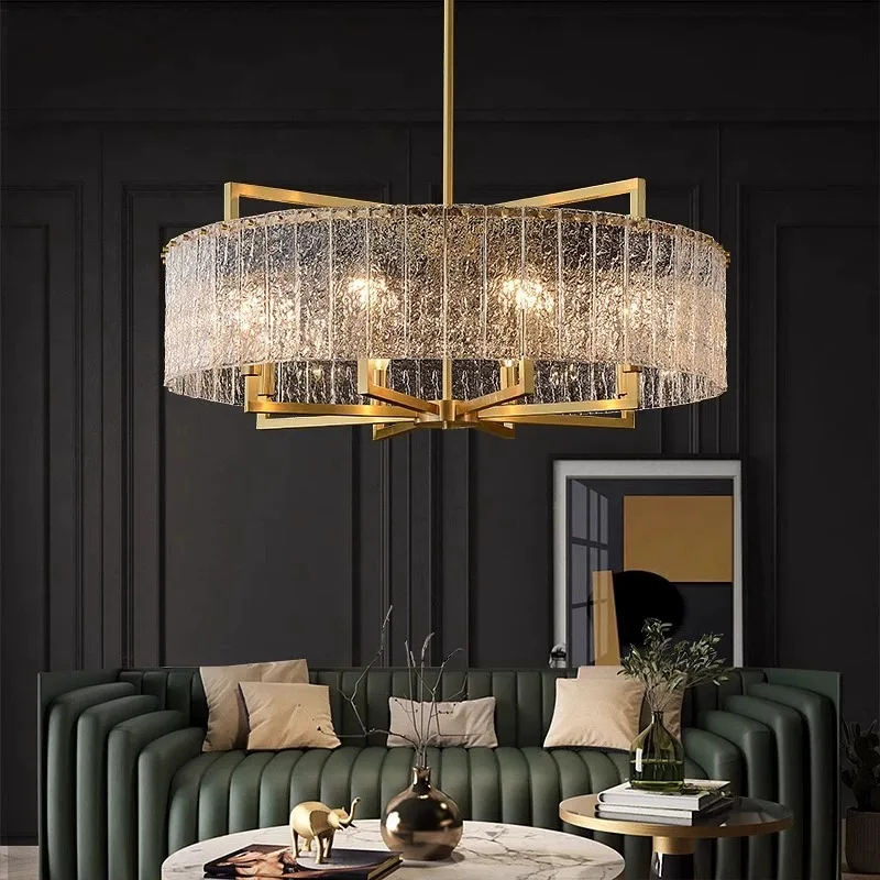 Nordic Luxus LED Anhänger Lampe Moderne Elegante Villa Duplex Wohnzimmer Restaurant Lichter Wasser Muster Glas Kreative Kronleuchter