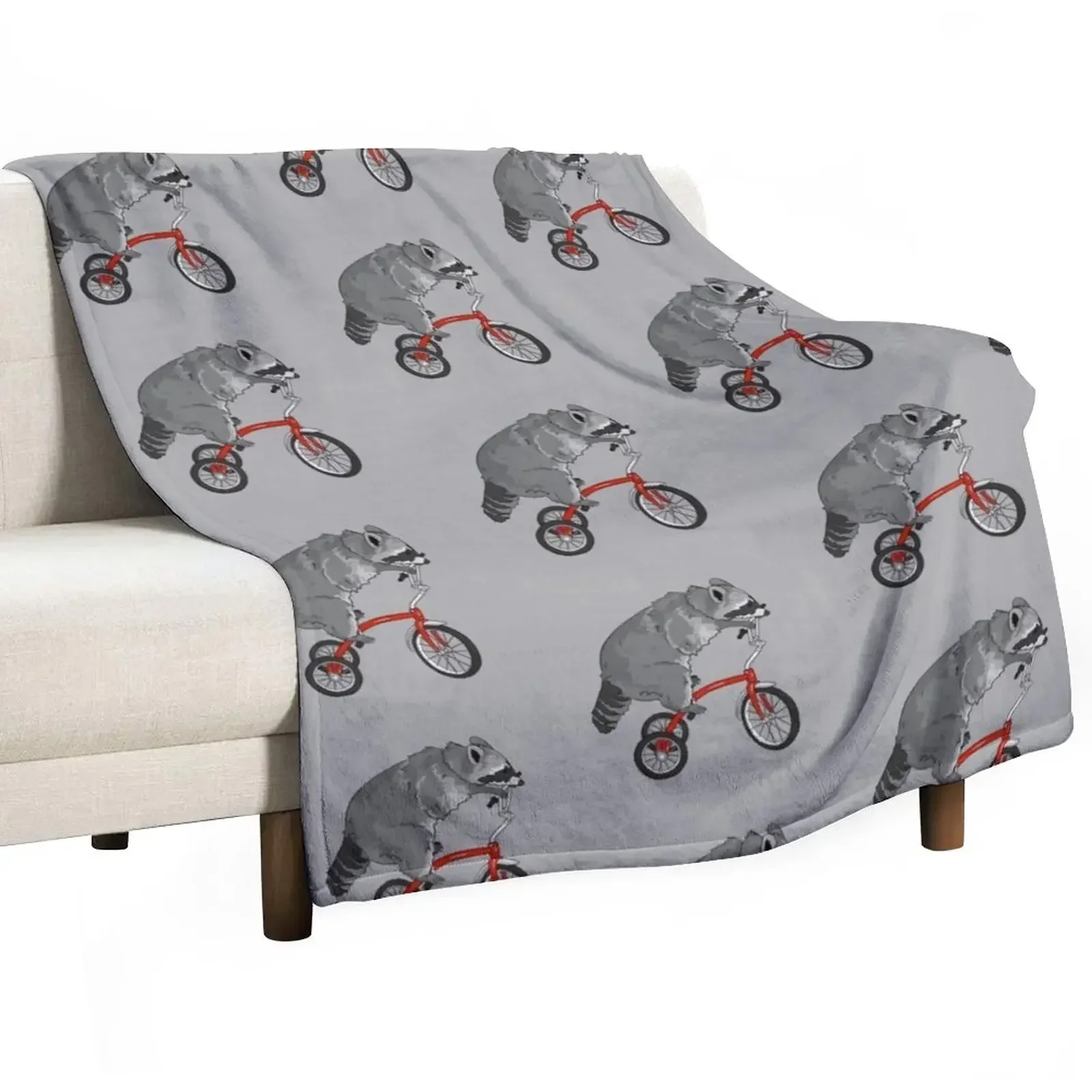 Trash Panda Tricycle Throw Blanket Flannel Heavy Thins Sofa Throw Blankets