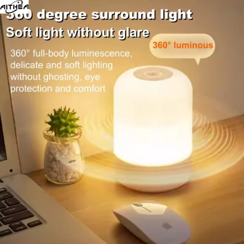AITHEA 3 Color Led Night Light Touch Switch Dimmable Table Lamp Baby Nursery Feeding Bedside Lamp USB Room Decor Light