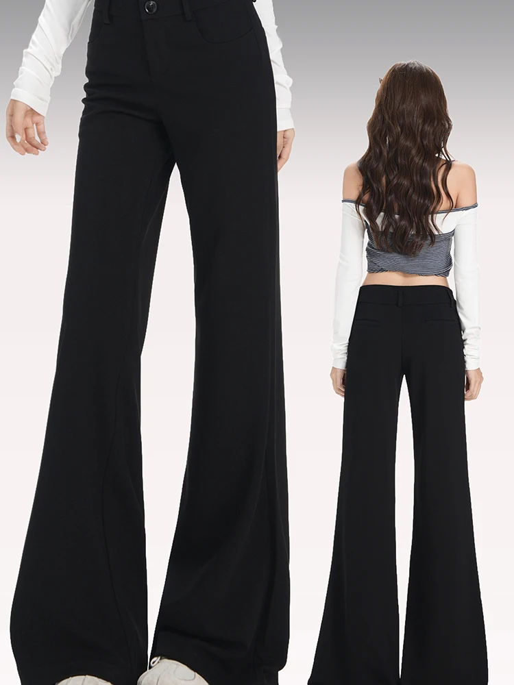 

Low Waist Flared Pants Women's Casual Trousers Korean Sle Suit Pants Non-Matching Leggings Slimming Effect Bla