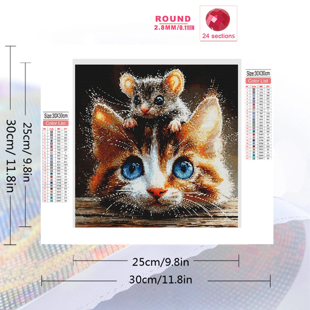 EverShine Diamond Embroidery Animal Full Square Drill Mosaic Cat Picture Of Rhinestones Painting Mouse 5D Home Decoration