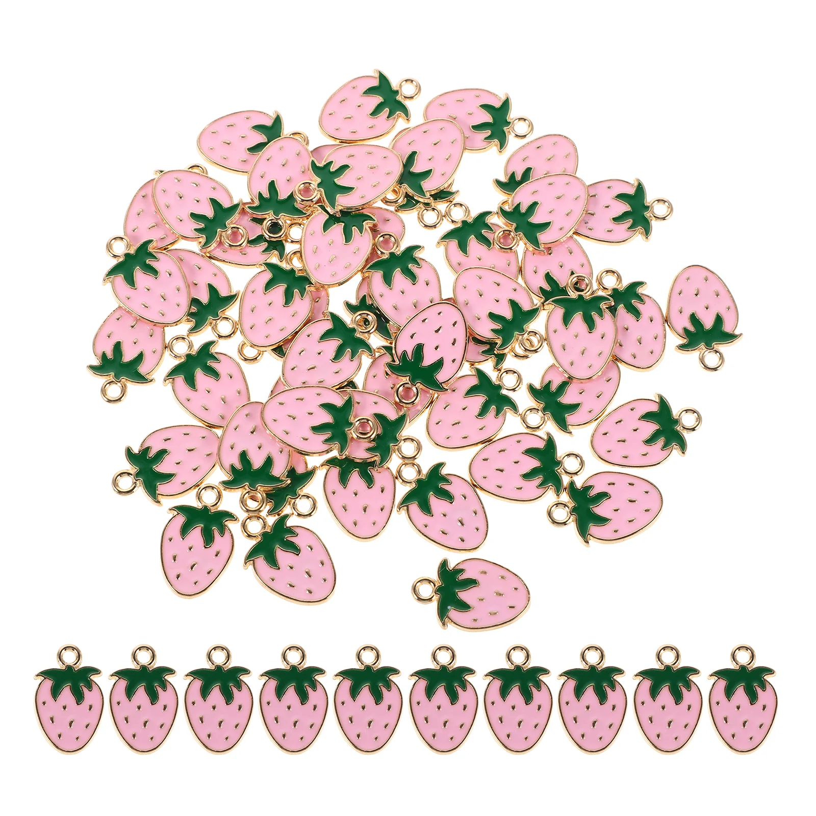 

50Pcs DIY Strawberry Alloy Pendants Colorful Mini Charms for Jewelry Necklace Bracelet Earring Craft Supplies Charms for DIY
