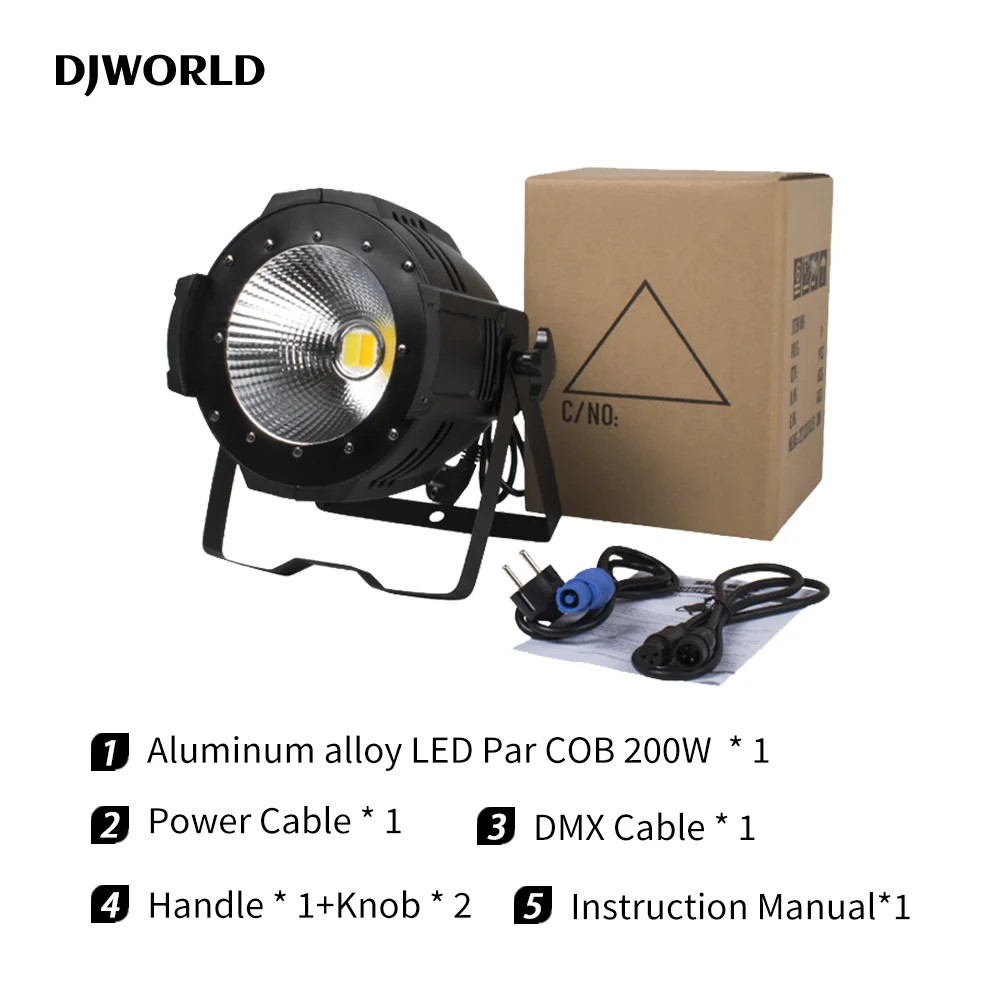 200W LED Par COB Aluminum Alloy Light Cool Warm White Lighting DMX512 Control Light Professional DJ Stage Wedding Party Lighting