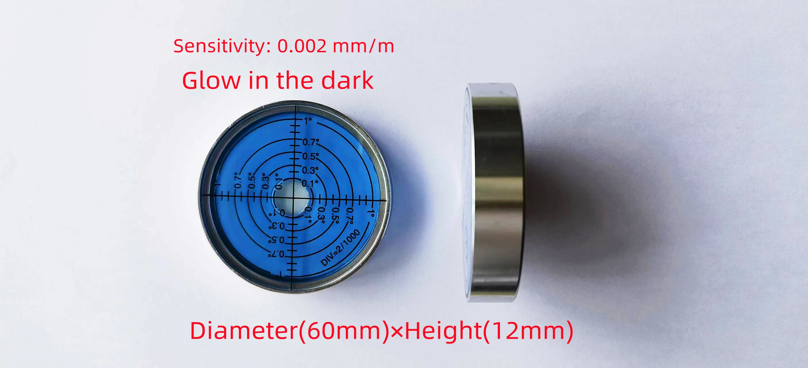 

High-precision high-temperature resistant 60*12 aluminum alloy horizontal bubble with luminous material