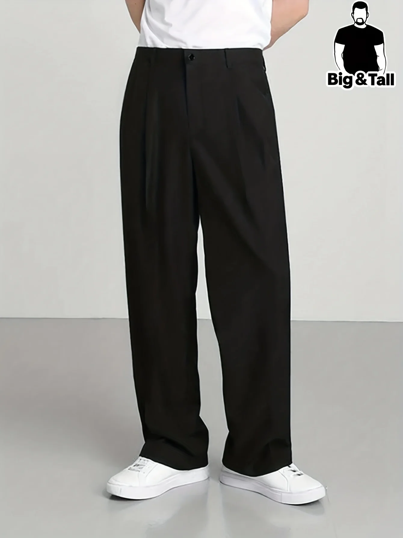 Plus Size Anti-Wrinkle Polyester Men's Dress Pants Loose Straight Leg Trousers Multiple Pockets Business Office Interview Commut