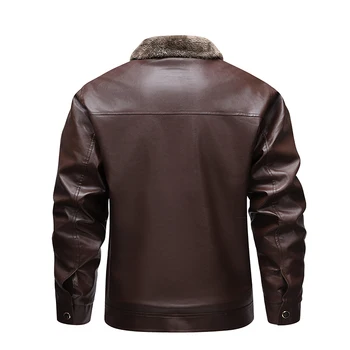 Men Leather Jacket Winter Fleece Lined Biker Jackets Fashion Motorcycle Jacket Faux Leather Coat Outwear Casual Streetwear 4