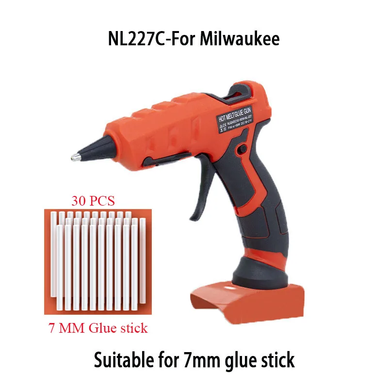 Pistolet à colle chaude sans fil 50W, pour Makita, DeWalt, Milwaukee, batterie Lithium-Ion 18V, 30 pièces, bâtons de 7mm, préchauffage rapide 30s