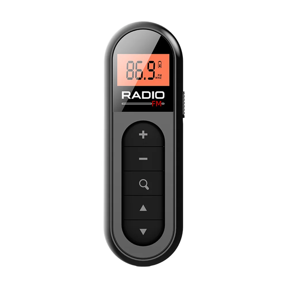 Lavalier Radio Rechargeable Clip FM Radio 76-108MHZ  Radio with Backlight LCD Display for Conference Tour Guide Racing