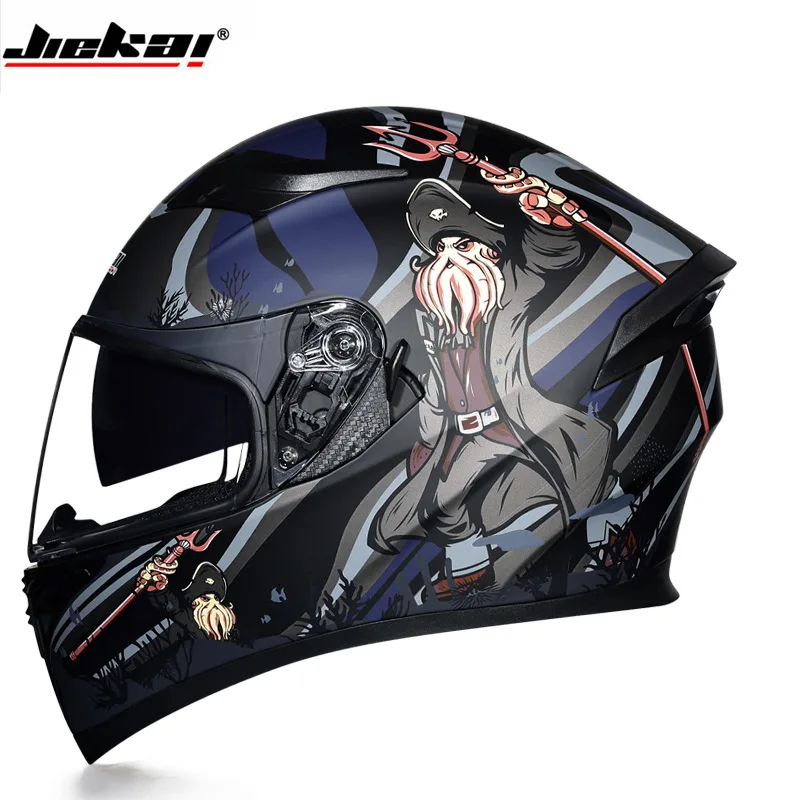 Jiekai Dual Lens Motorcycle Off Road Electric Vehicle Full Cover Hat Full Helmet