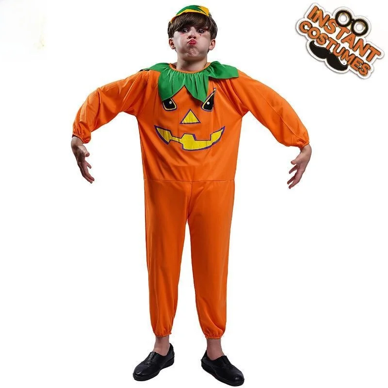 loween Children's Pumpkin Cosplay Onesie Spwear Par Clothes PU Material KTV Costume Fall Season Children's Outfits
