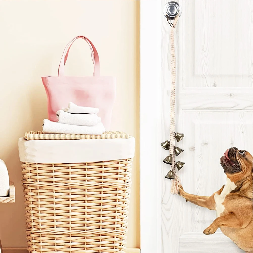 

Dog Bell Chain Compact Bright Weaving Design For Potty Training Hanging Doorbell Dog Training Tool Pet Supplies