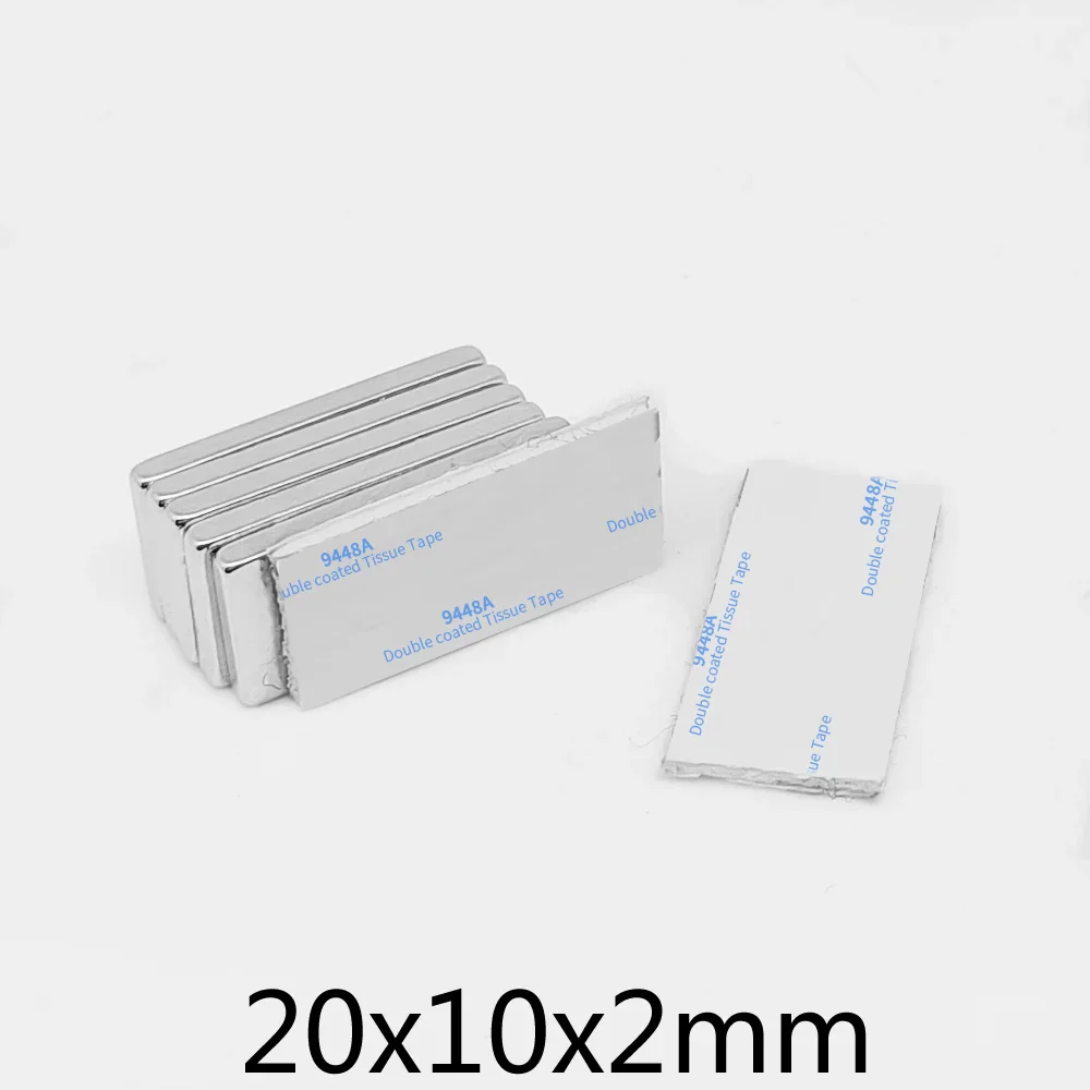 5/10/20/50/100/150PCS 20x10x2 Block Search Magnet With 3M Double-Sided Adhesive Tape 20*10*2 Strong Neodymium Magnets 20x10x2mm