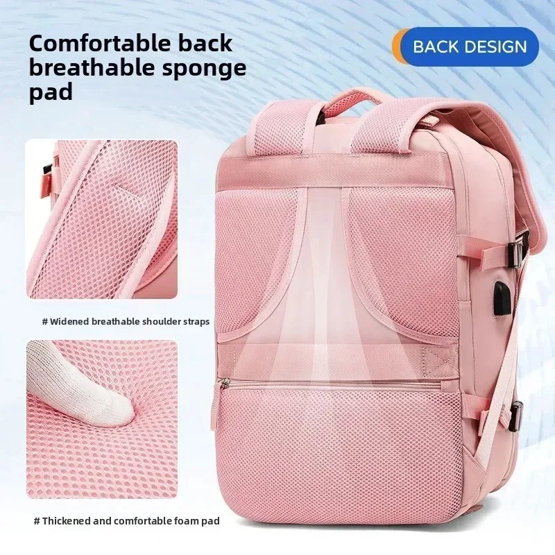 حقيبة ظهر من النايلون المقاوم للماء بسعة كبيرة للنساء حقيبة سفر متعددة الوظائف لرحلة قصيرة حقيبة كتب للأم تصنيف جاف ورطب #4