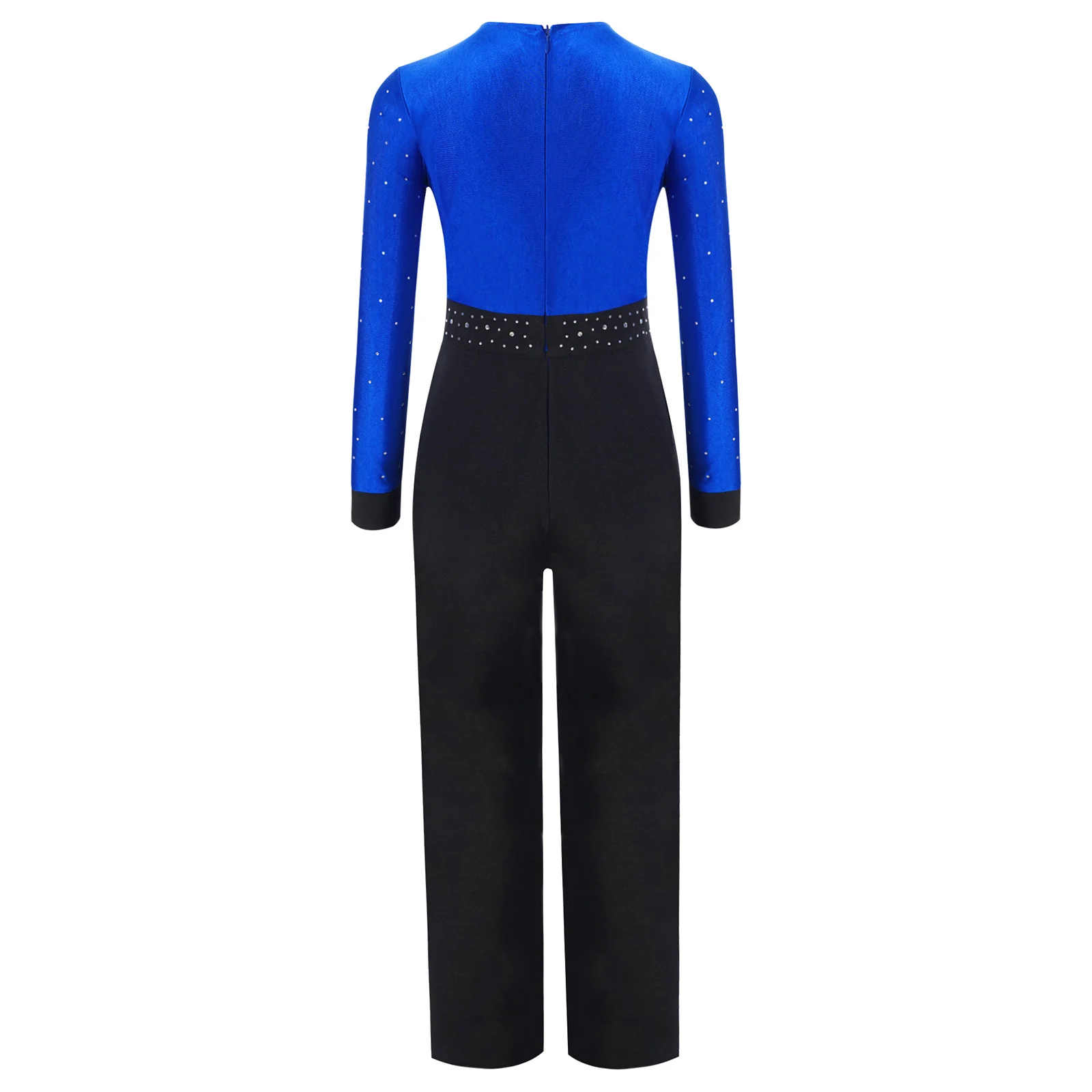 Boys Latin Jazz Dance Jumpsuit Kids Figure Skating Ballroom Performance Costume V Neck Long Sleeve Color Block Full Body Leotard