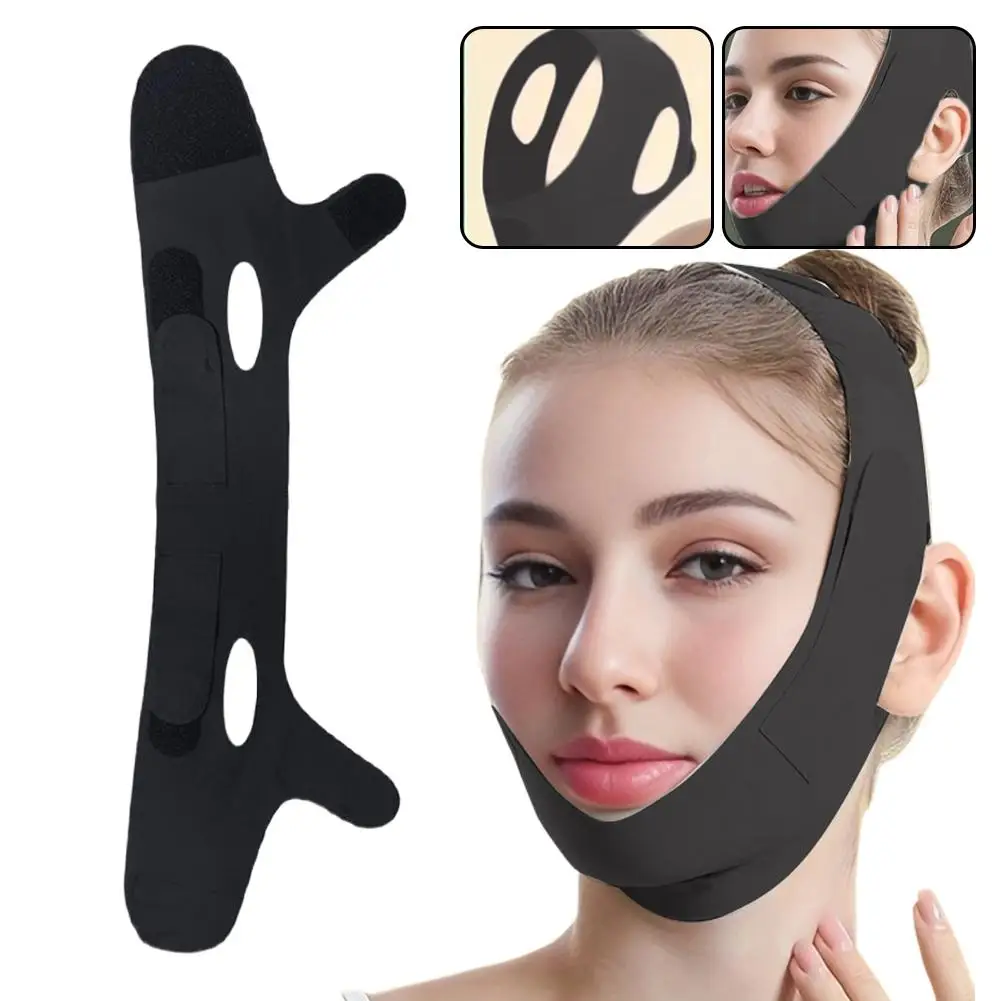 NEW V-shaped Face Lifting Mask Black V Line Lifting Chin Strap Reusable Face Lift Mask Adjustable Jawline Shaper For Double Chin