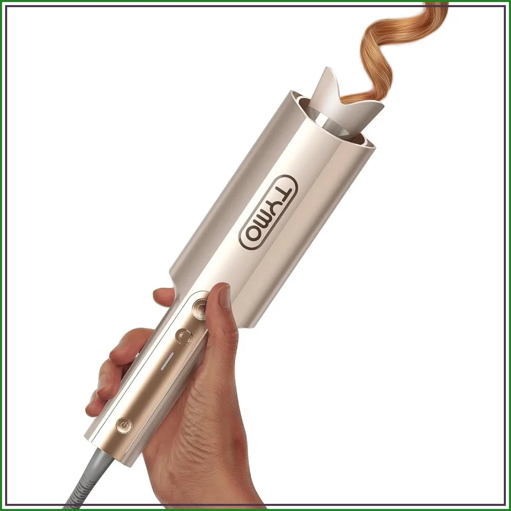 Automatic Rotating Curling Iron, Long Barrel for Long Hair, Ceramic Curler, Anti-Scald, 600M Ionic, Dual Voltage, 1.5 Inch