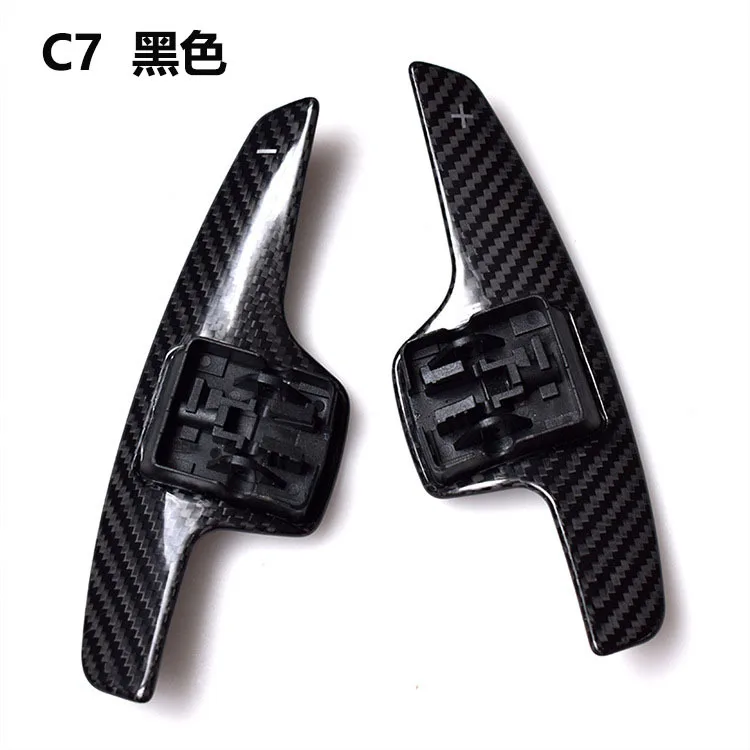 

For Chevrolet Corvette C7/C8 Real Dry Carbon Fiber Steering Wheel Paddle Shifters cover trim Interior Mouldings Accessories
