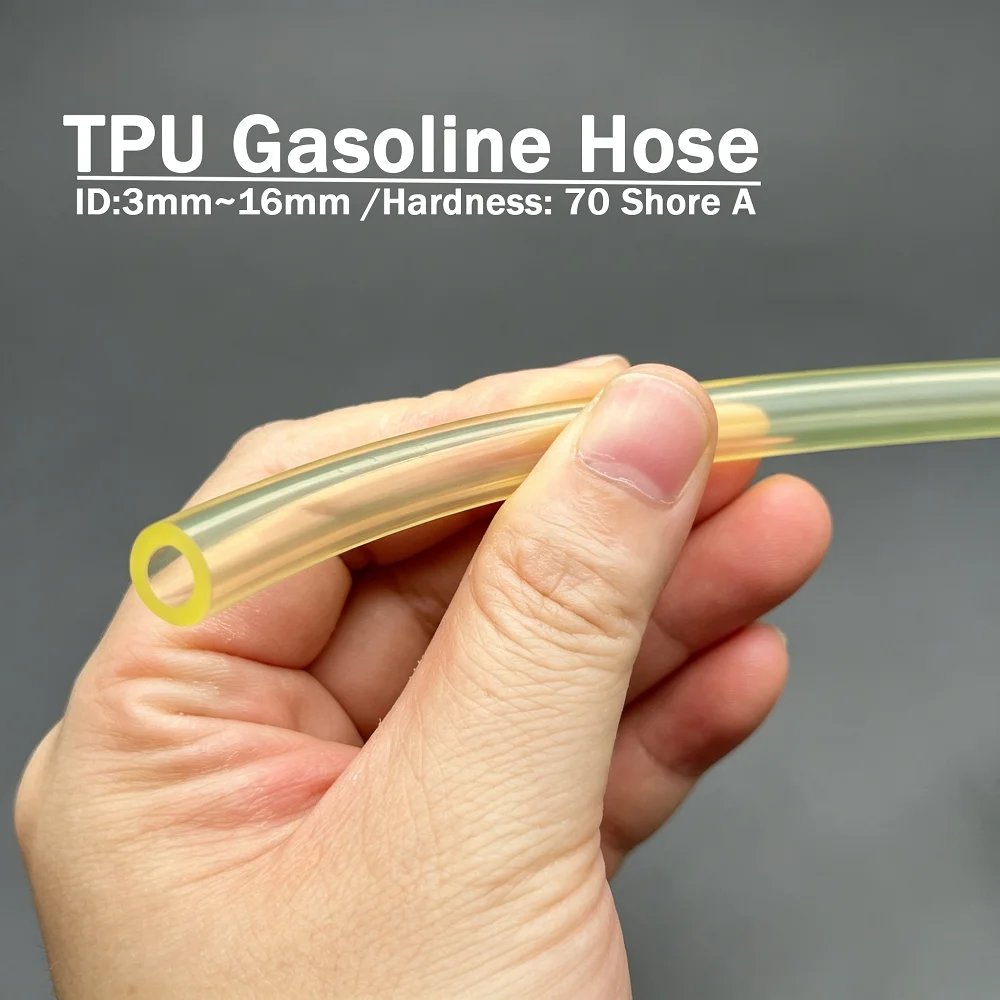 ID 3/4/5/6/8/10/12/14/16MM Half transparent yellow TPU resin oil resistant fuel hose high rebound and anti twist fuel hose