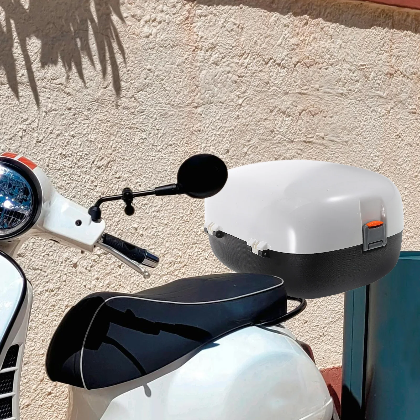 

Universal Waterproof White Electric Bike Tail Box Large Capacity Rear Trunk Storage Motorcycle Backrest Scooter Top Box