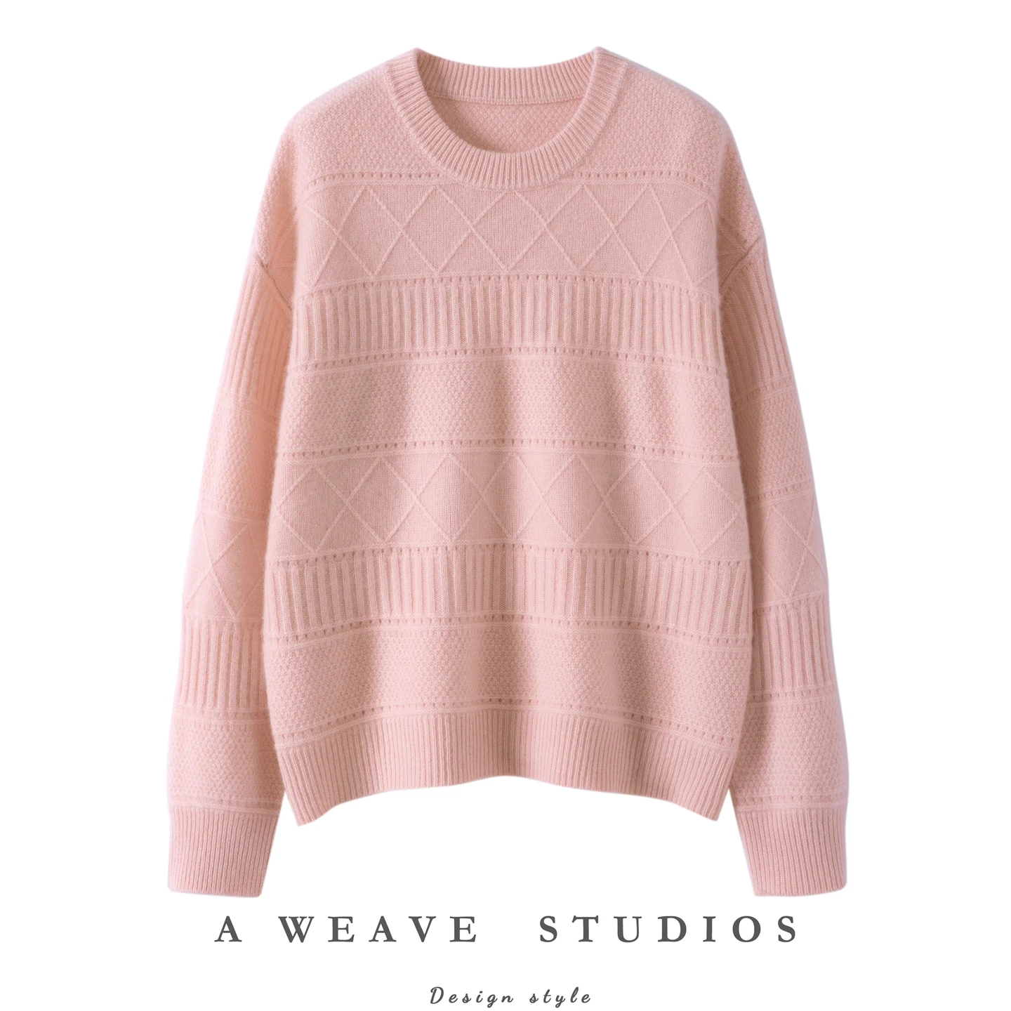 

2025 New Autumn Winter Women's 100% Cashmere Sweater Rhombus Preppy Style O-neck Pullover Thick Soft Cashmere Knitwear Jumper