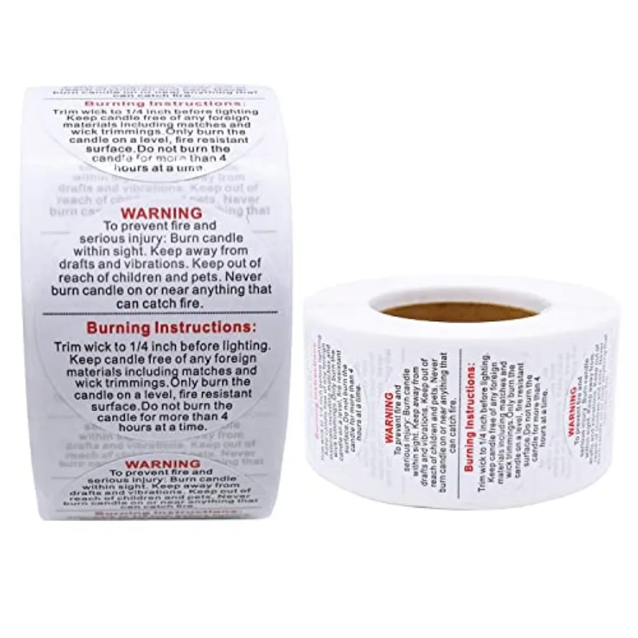 

1000pcs Candle Warning Labels - 1.5in Jar Stickers, Safety Stickers for DIY Candle Jars and Tins