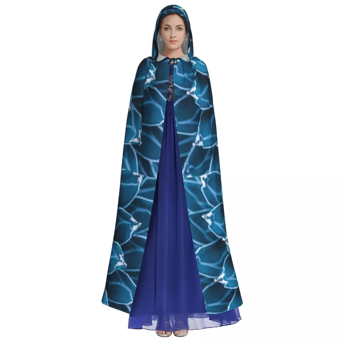 Blue Toned Agave Cactus Unisex Adult Cloak with Hood Long Witch Costume Cosplay