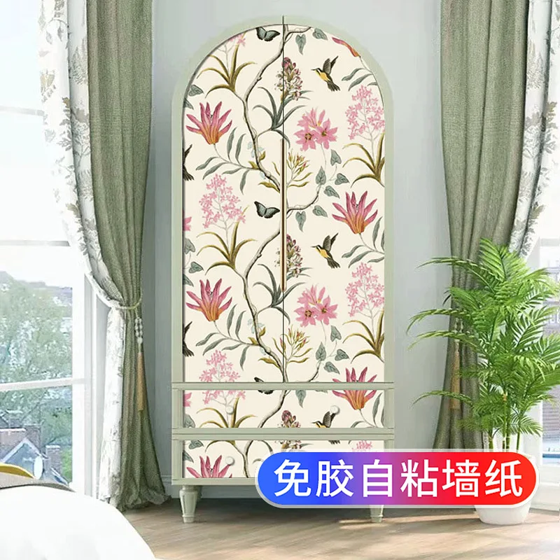 Cabinet Door Stickers Self Adhesive Retro American Style Furniture Wardrobe Shoe Cabinet Refurbishment Glass Color Change French