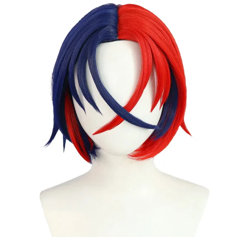 Fire Emblem Engage Alear, парик для косплея, короткие прямые синие и красные мужские парики, термостойкие игровые мужские головные уборы 30 см