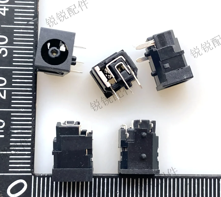 For  DC power socket Female 6.0X3.0 round hole electrical source connector 3P horizontal 90 degree straight insert