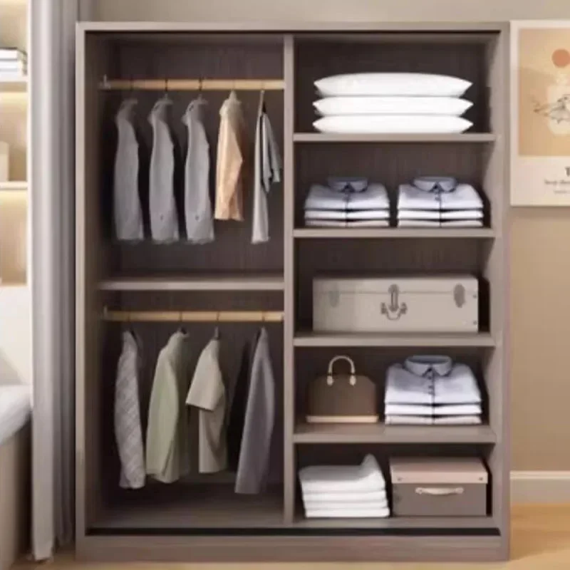 Armario nórdico con cajones para niños, armario para niñas, armarios de almacenamiento para dormitorio, puertas correderas de madera, muebles para el hogar armables Ropero