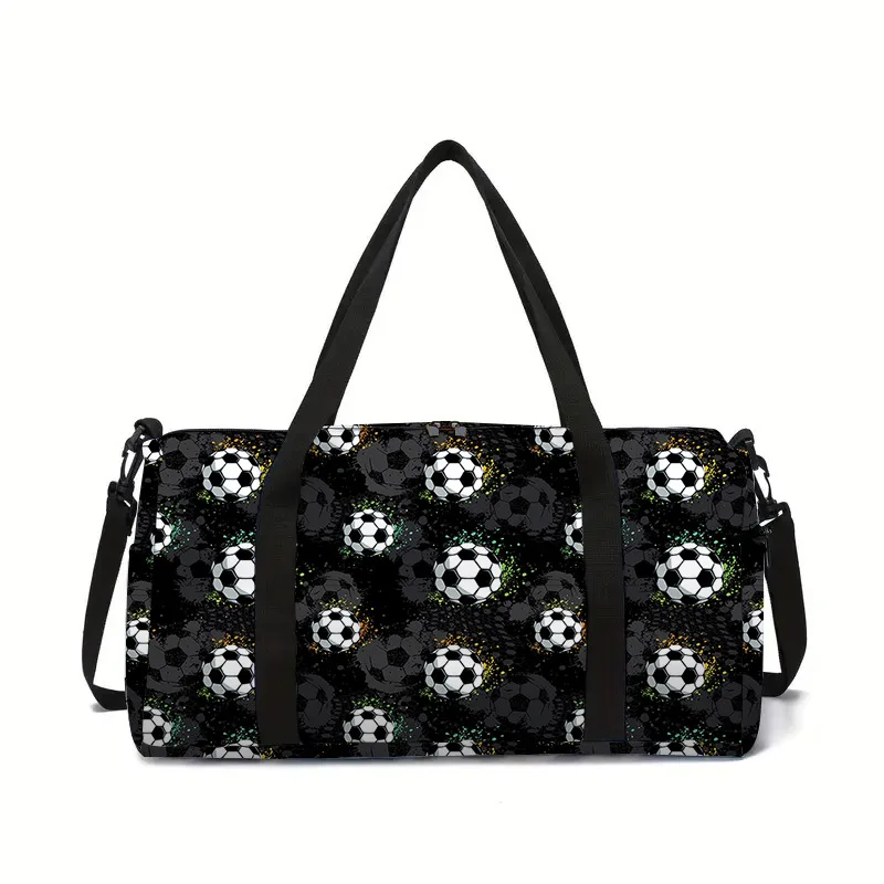 

Fashion football 3D Print Large Capacity Travel Bags Barrel Shape Crossbody Bag Boys Girls Outdoor Sports Bags Gym Yoga Bag