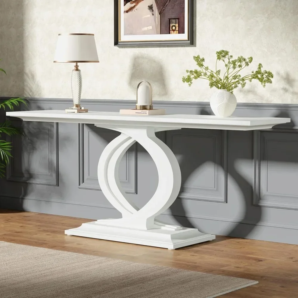

Console Table for Entryway, White Farmhouse Console Table for Living Room, Wood Sofa Table Behind Couch,