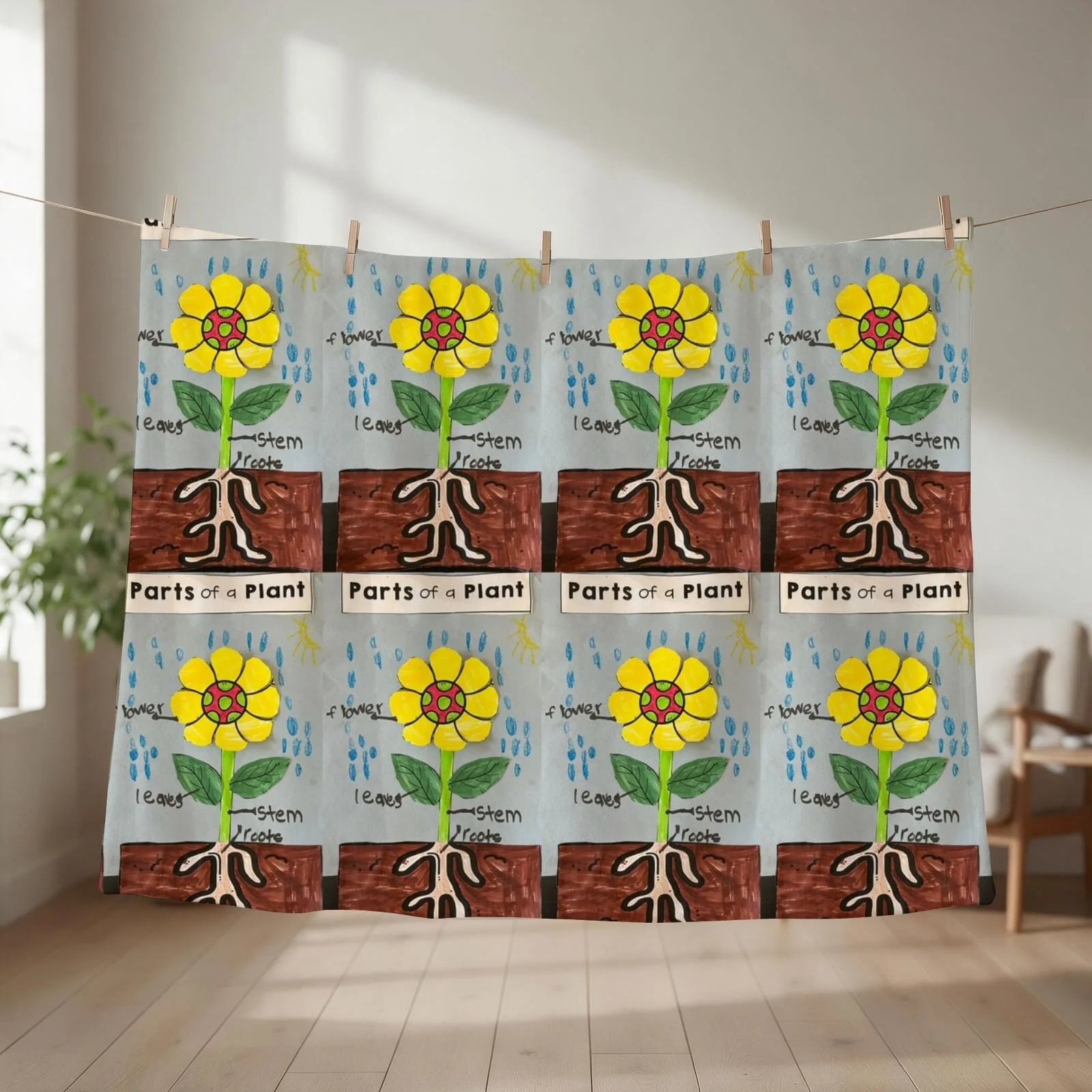 Parts of a Plant Throw Blanket couch cozy soft plush fuzzy picnic outdoor blanket