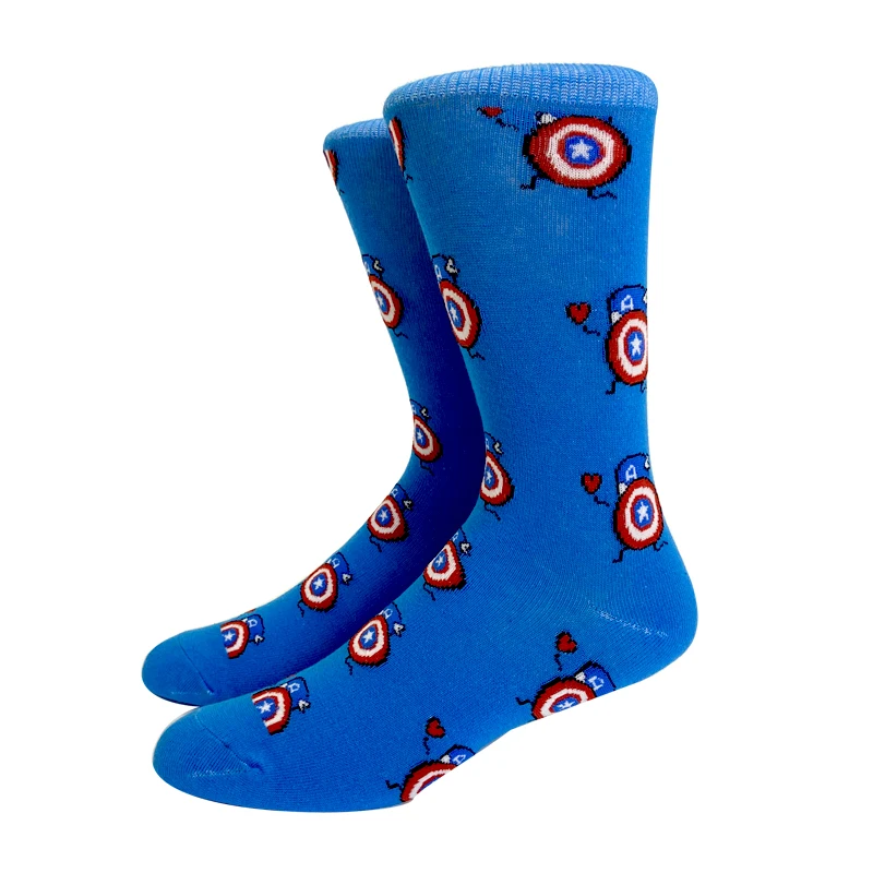 Hot Sale Comics Hero General Socks cartoon Iron Man Captain America Knee-High Warm Stitching pattern Antiskid Casual men Sock