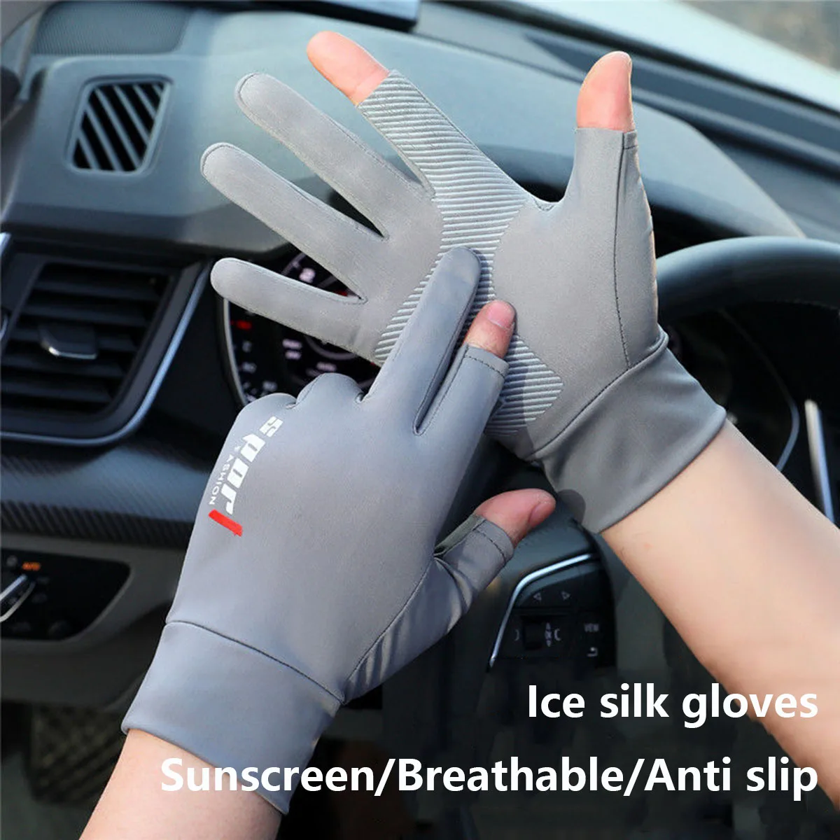 Guantes de seda de hielo para exteriores, protectores solares para pesca y equitación, resistentes al desgaste y antideslizantes, pantalla táctil, Verano