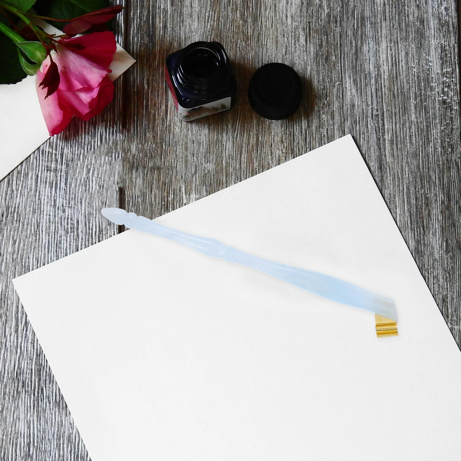 

Creative Dip Holder Vintage Metal Resin Decorative Writing For Students Gothic Practice Sky Blue Office Stationery Pen