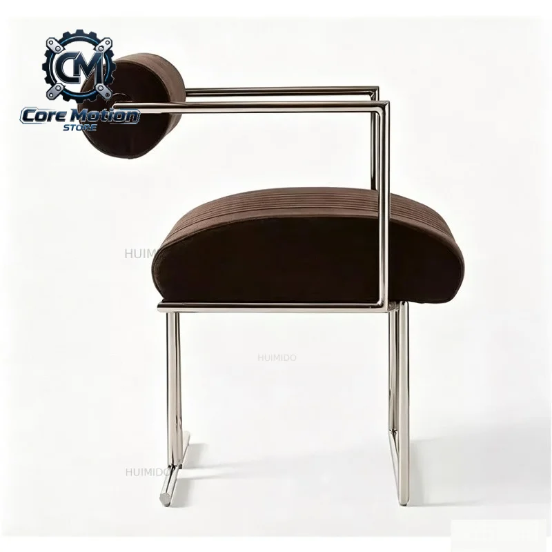 Mid-Century Modern Accent Chair, Stainless Steel Frame with Upholstered Seat, for Dining, Study or Vanity