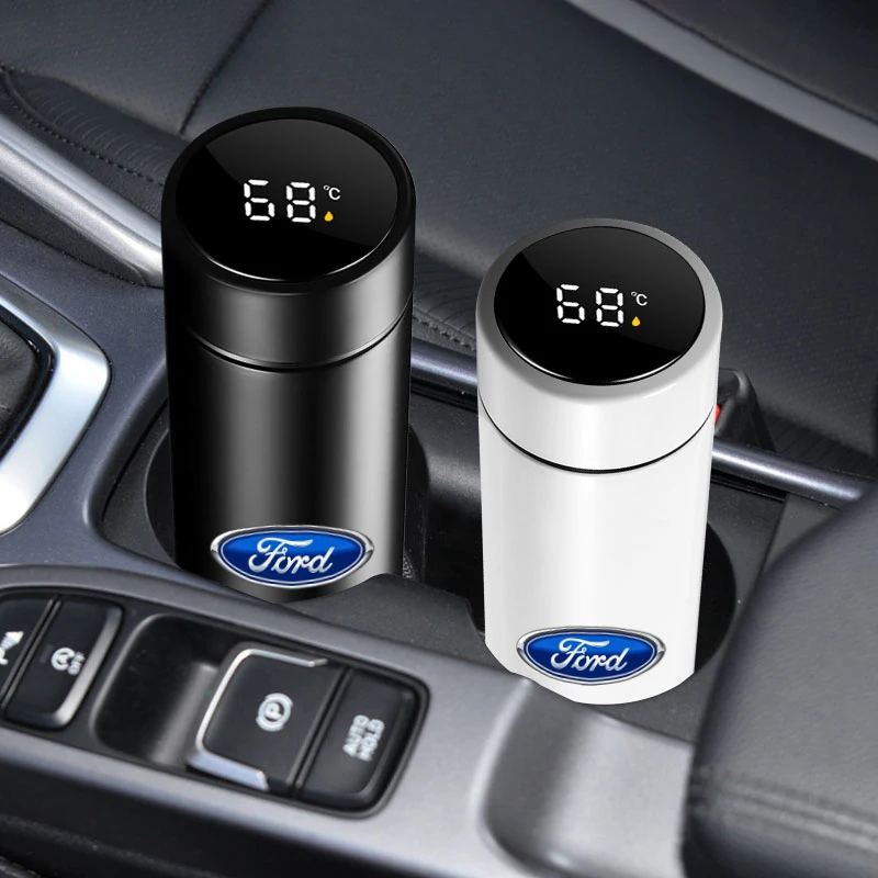 500ml Portable Car Logo Intelligent Stainless Steel Thermos Bottle For Ford Mondeo Focus Mk2 Mk3 Mk7 Fiesta Escape Kuga Ecosport