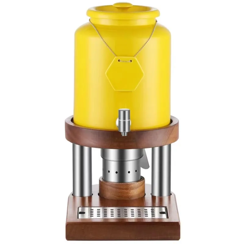 Bulk 10L Ceramic Milk Dispenser with Wooden Stand Electric Hot and Cold Juice Beverage Dispenser