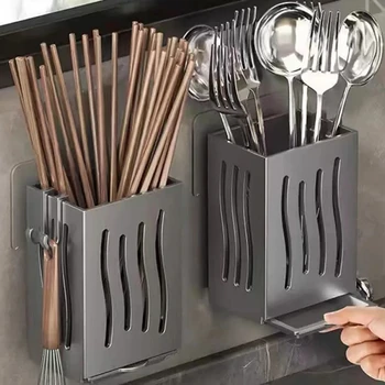 1Pc カトラリーホルダーキッチン食器水切りスプーンフォーク箸収納バスケットラック多機能キッチン食器 Organiz