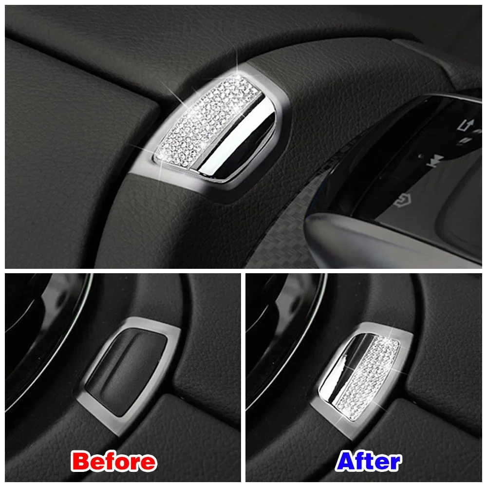 For Mercedes Benz E W213 E200 E220 E250 Center Console Armrest Storage Box Switch Button Cover Trim Crystal Diamond Decal